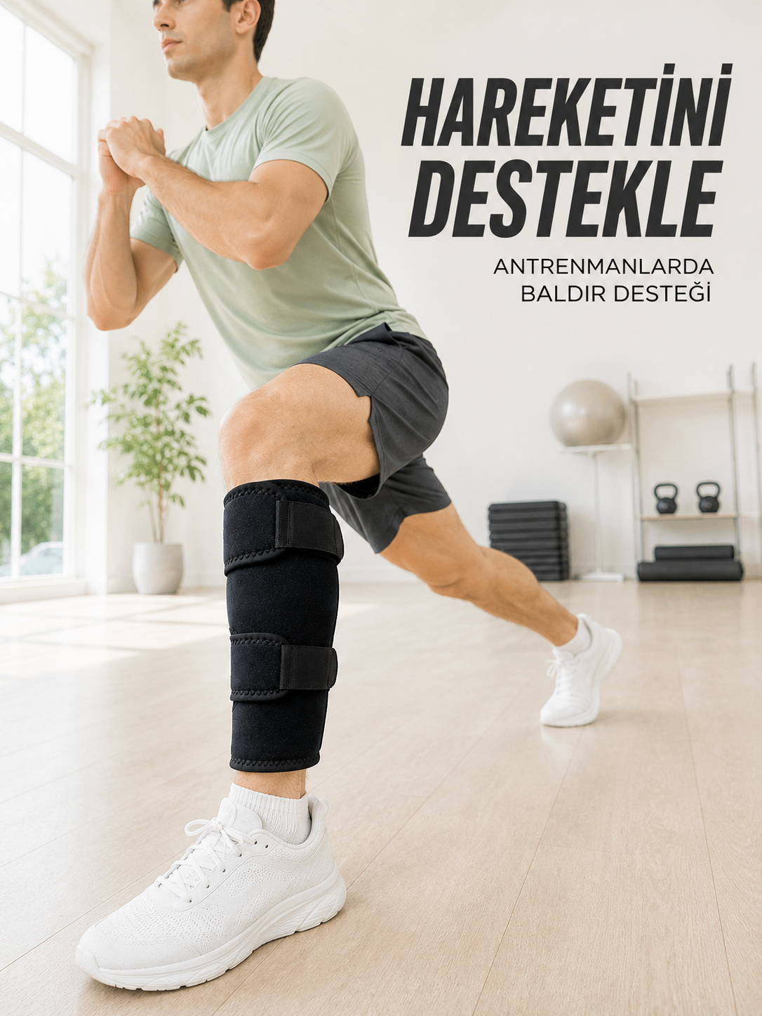 Baldır Destekleyici Ayarlanabilir Çift Bantlı Siyah Alt Baldırlık