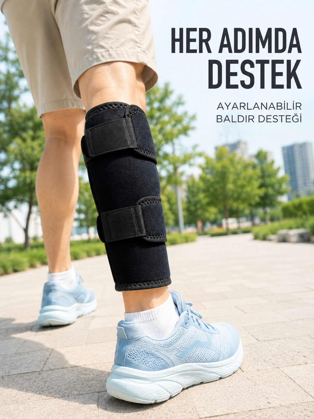 Alt Baldır Destekliği Çift Sabitleme Bantlı Ayarlanabilir Spor Baldırlığı