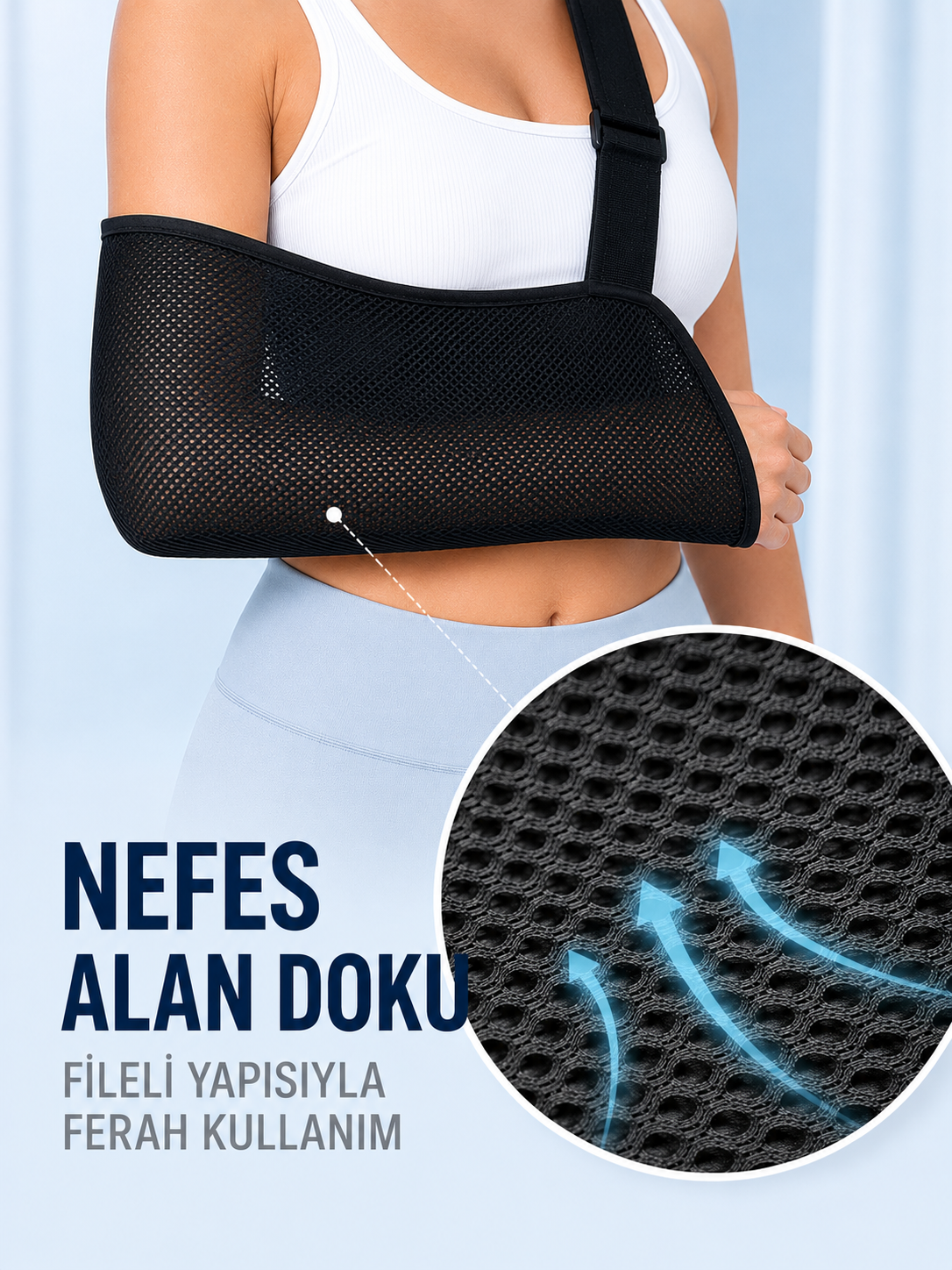 Pratik Kol Askısı Nefes Alabilen Fileli Kumaş Ayarlanabilir Omuz Destekli