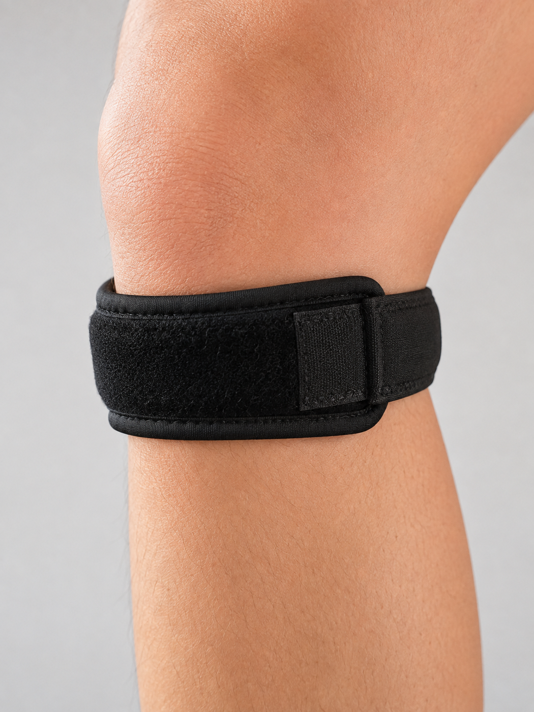 Diz Tendon Bandı Ayarlanabilir Cırtlı Sporcu Destek Bandı Siyah