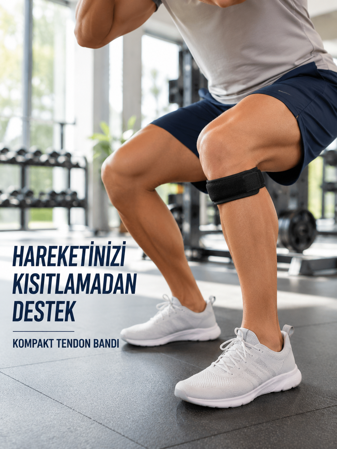 Diz Tendon Bandı Ayarlanabilir Cırtlı Sporcu Destek Bandı Siyah