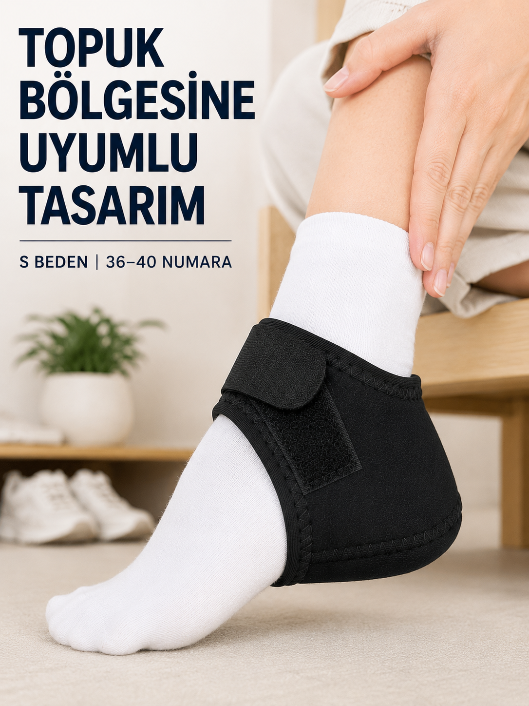 S Beden Topuk Çorabı 36-40 Numara Ayarlanabilir Cırtlı Topuk Destekleyici