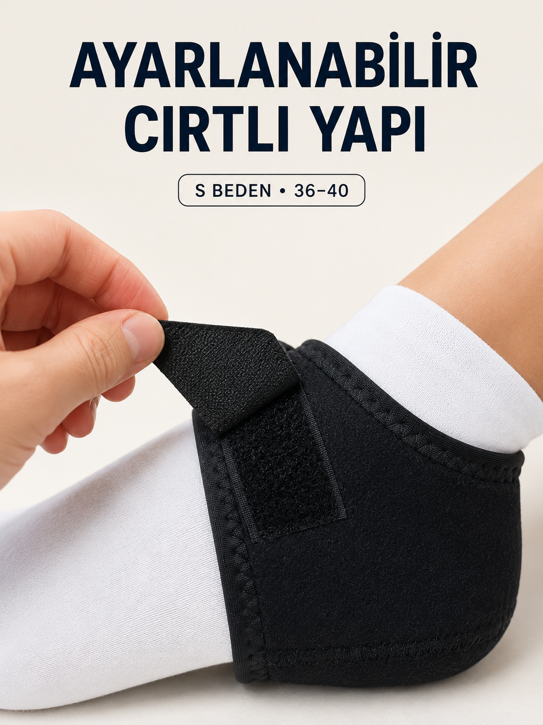 S Beden Cırtlı Topuk Çorabı Ayarlanabilir Topuk ve Ayak Bileği Destekleyici