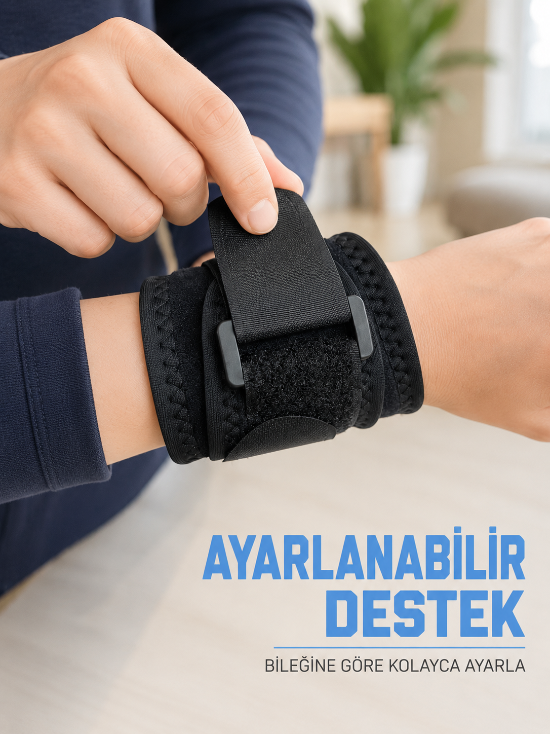 Bilek Destekliği Ayarlanabilir Çift Bantlı Cırtlı Sporcu Bilekliği