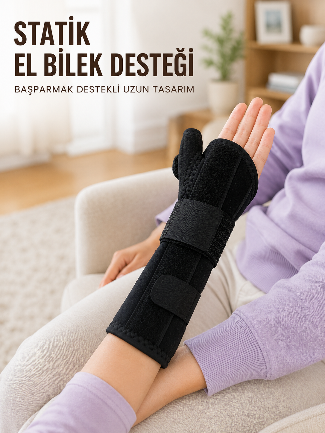 Başparmak Destekli El Bilek Ateli Metal Destekli Statik Bileklik Ayarlanabilir