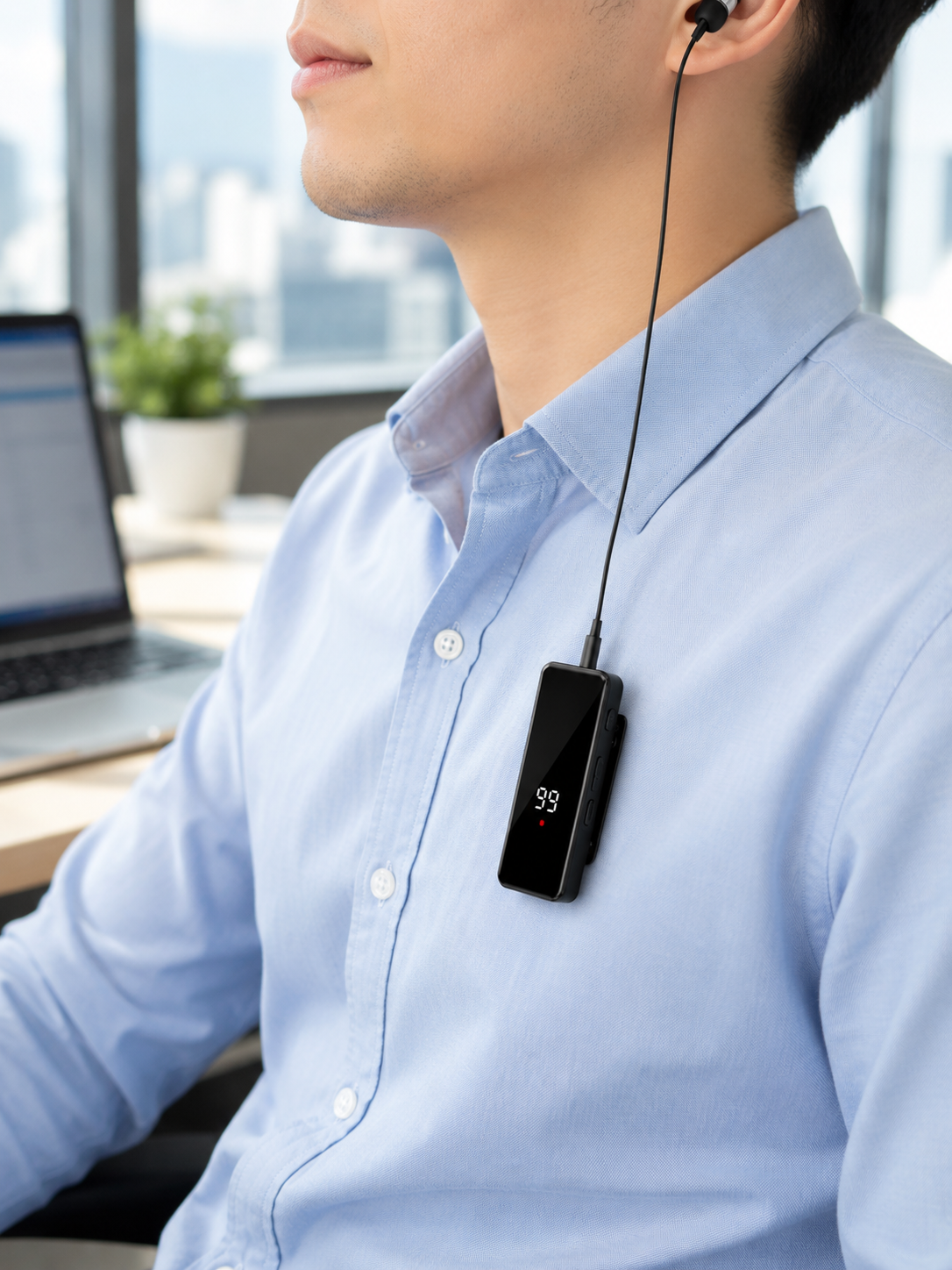 Klipsli Bluetooth Kulaklık Kısa Kablolu Tek Kulaklık Taşınabilir Günlük Kullanım