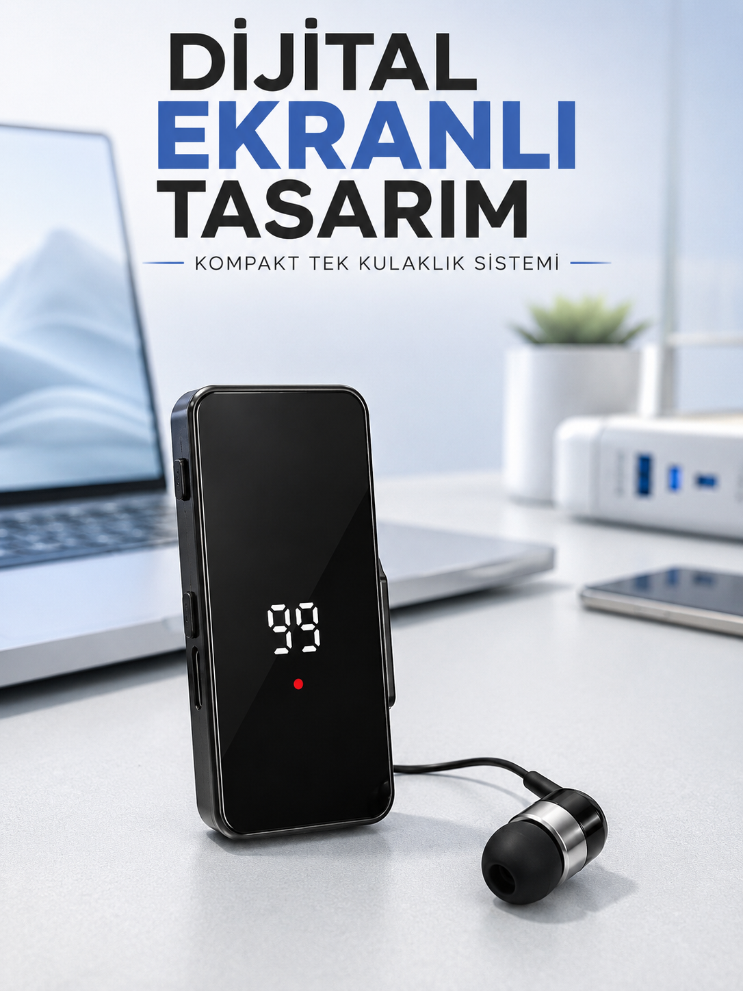 Tek Kulaklıklı Bluetooth Kulaklık Klipsli Mini Taşınabilir Müzik ve Görüşme Cihazı
