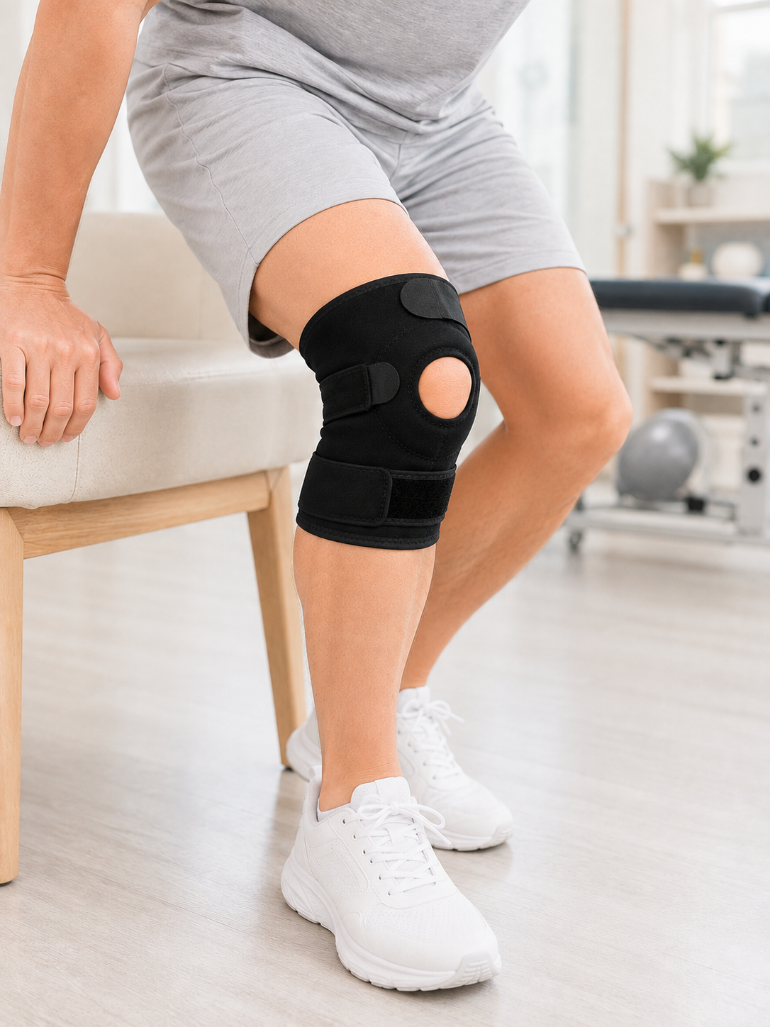 Siyah Ligamentli Dizlik Cırtlı Ayarlanabilir Kısa Diz Destekleyici