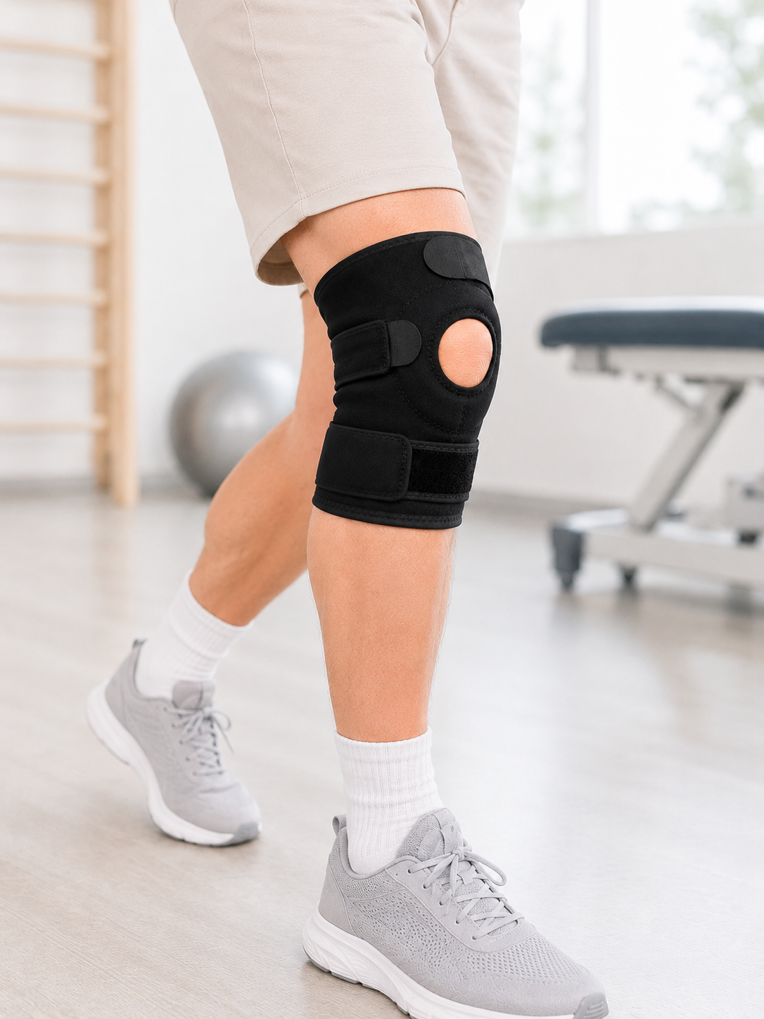 Kısa Diz Desteği Ligamentli Açık Diz Kapağı Cırtlı Ayarlanabilir Dizlik