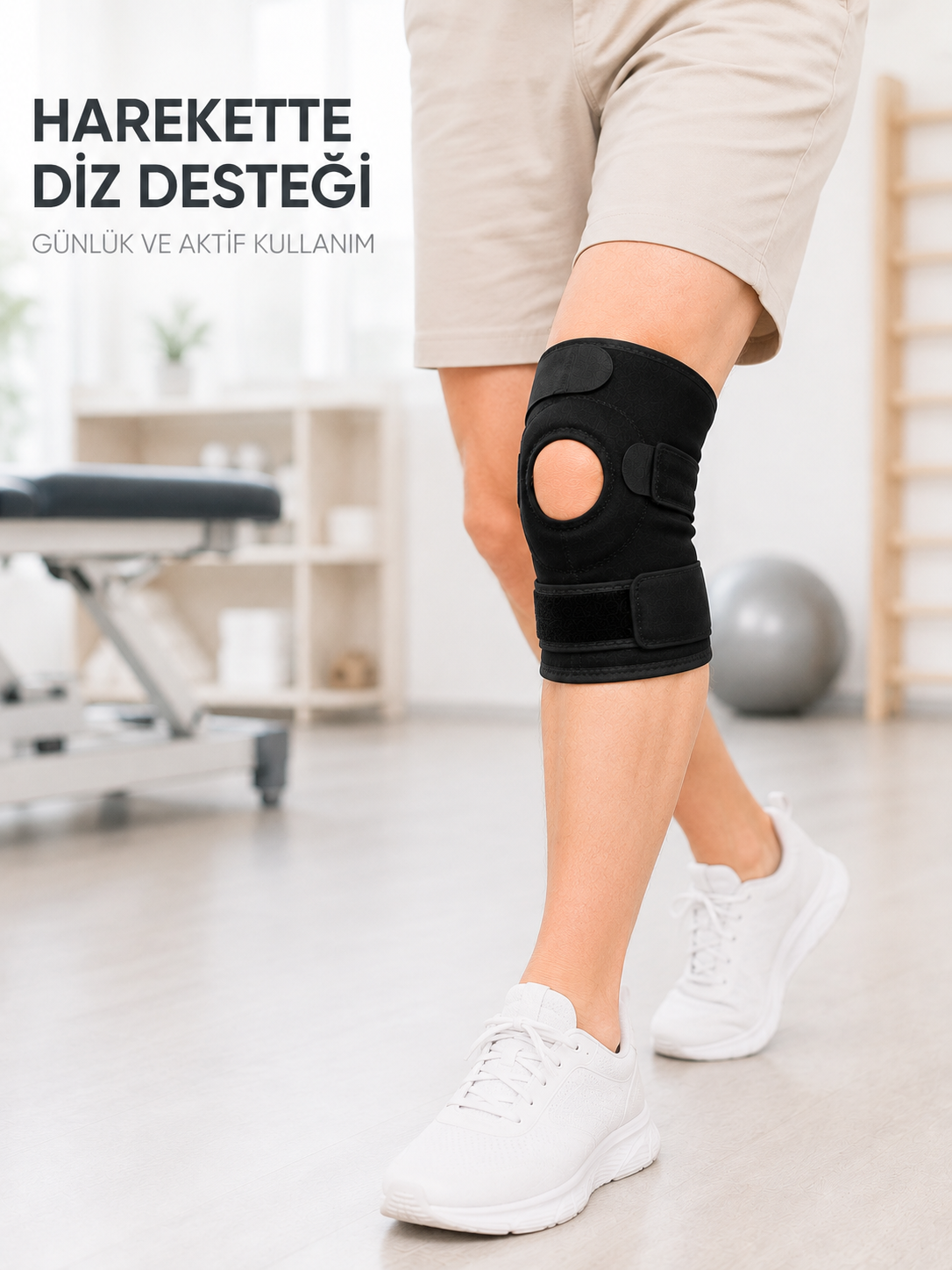 Kısa Ligamentli Dizlik Açık Diz Kapağı Ayarlanabilir Cırtlı Diz Destekleyici Spor Dizlik