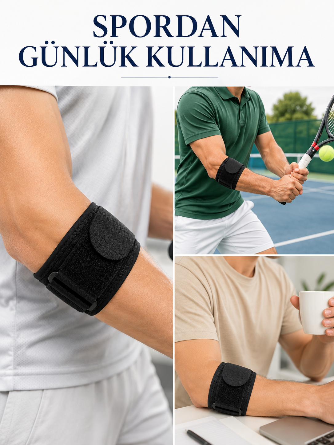 Epikondilit Bandajı Ayarlanabilir Tenisçi ve Golfçü Dirseği Destek Bandı