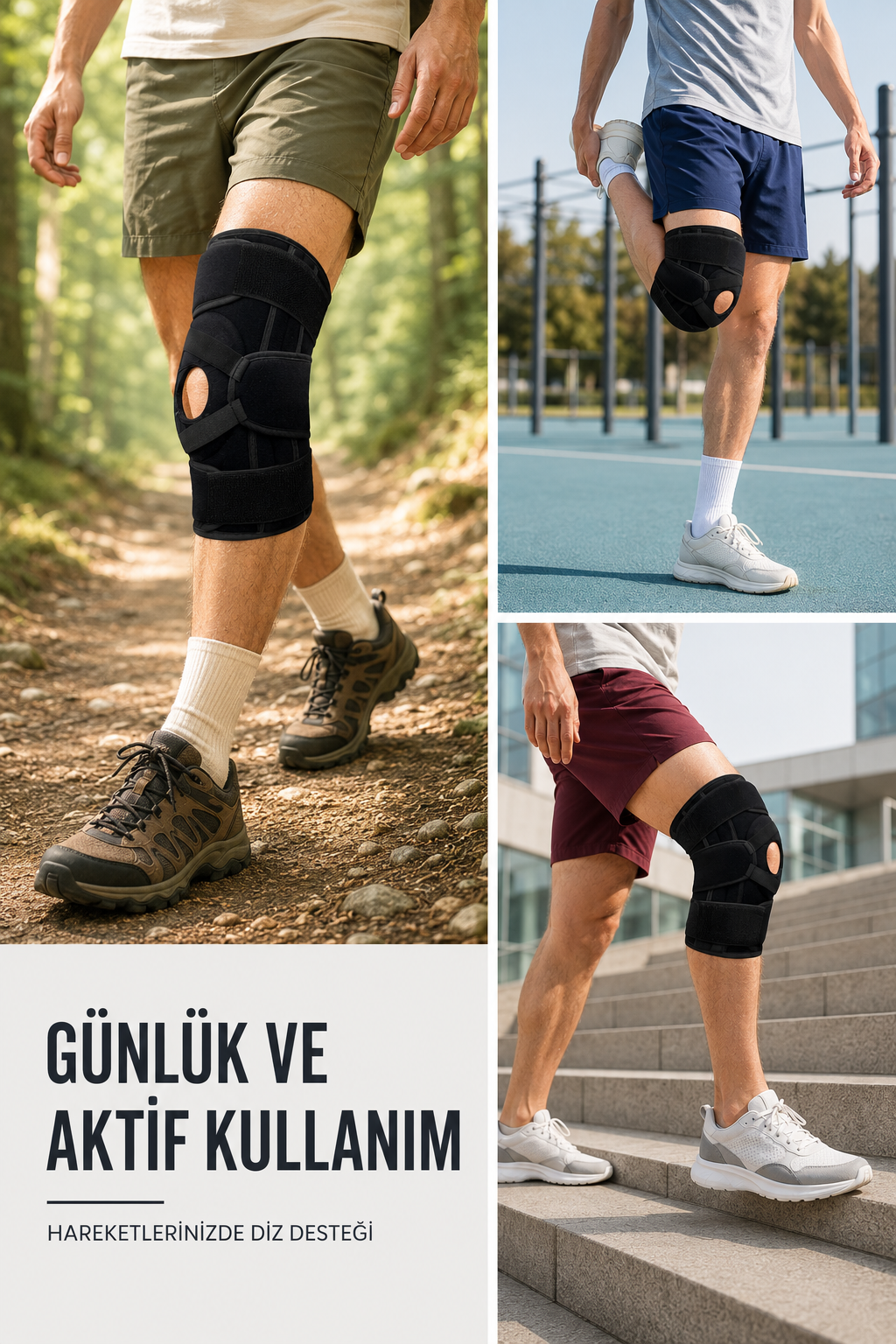 Patella Destekli Ligamentli Dizlik Ayarlanabilir Cırtlı Silikon Pedli Diz Desteği