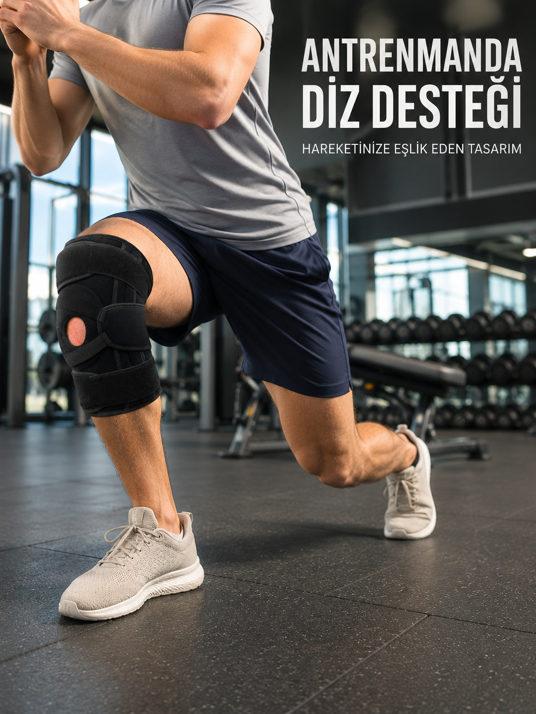 Ayarlanabilir Ligamentli Dizlik Patella Silikon Pedli Nefes Alabilir Diz Koruyucu