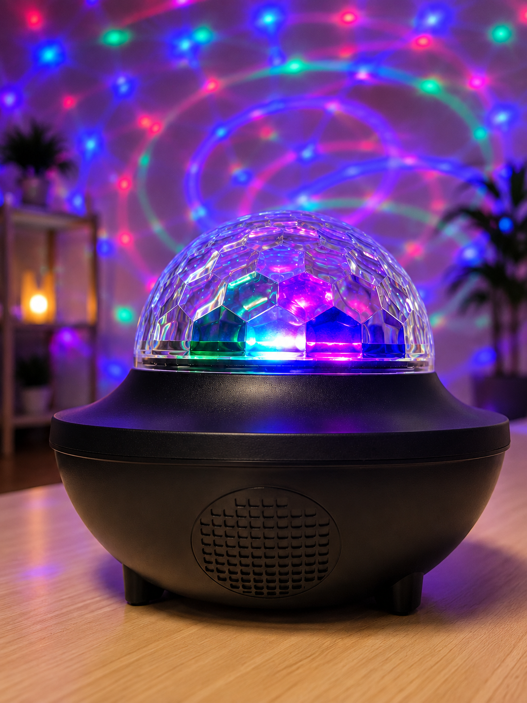 RGB Bluetooth Disko Lambası Dahili Hoparlörlü Müzikli Parti Işığı USB ve TF Kartlı