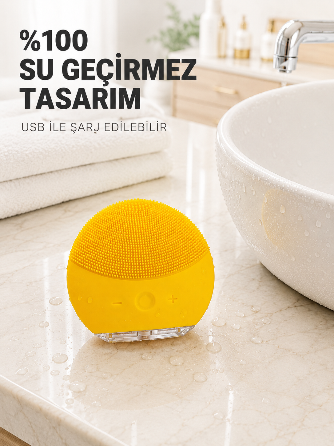 Titreşimli Silikon Yüz Temizleme Cihazı Ayarlanabilir Yoğunluk Su Geçirmez