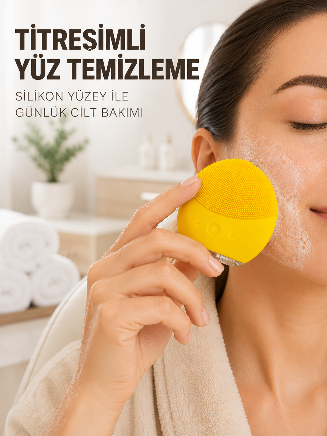 Şarjlı Silikon Yüz Temizleme ve Cilt Bakım Cihazı Titreşimli Masaj Fırçası