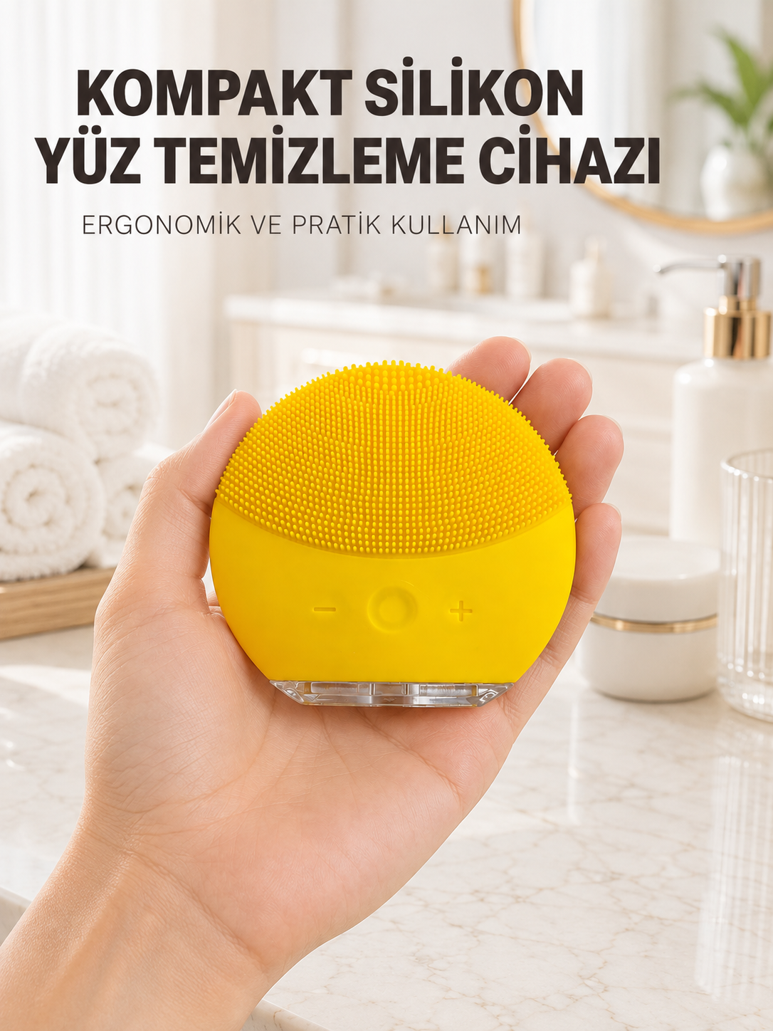 Silikon Yüz Temizleme Fırçası Titreşim Ayarlı USB Şarjlı Cilt Bakım Cihazı