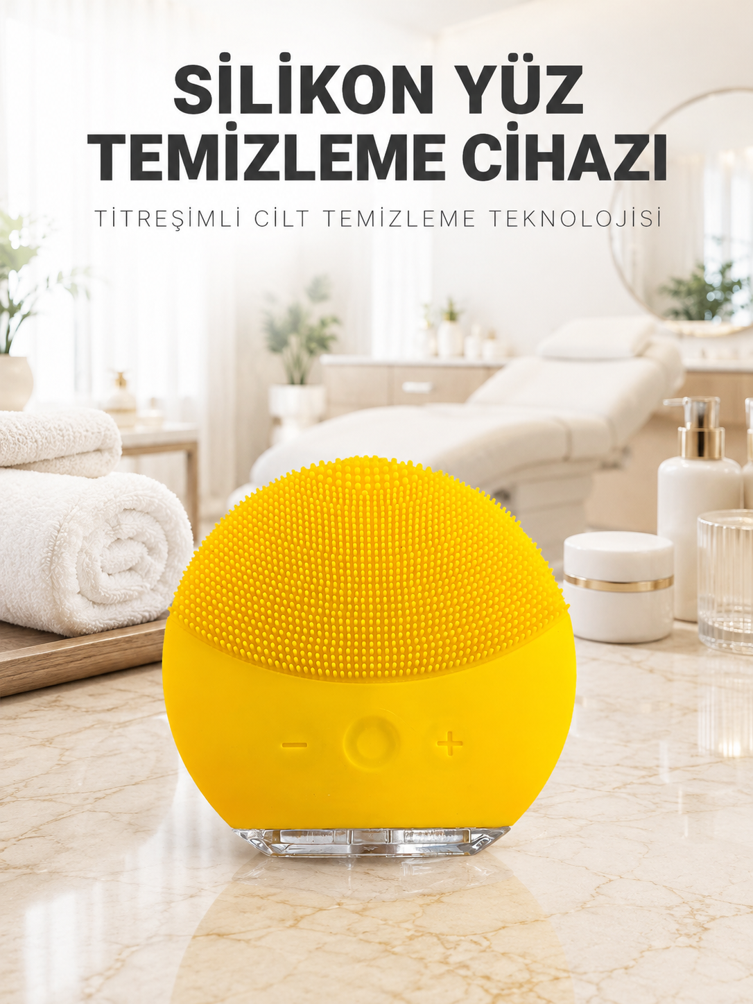 Elektrikli Silikon Yüz Temizleme Fırçası Şarjlı Ayarlanabilir Titreşimli Cilt Bakımı