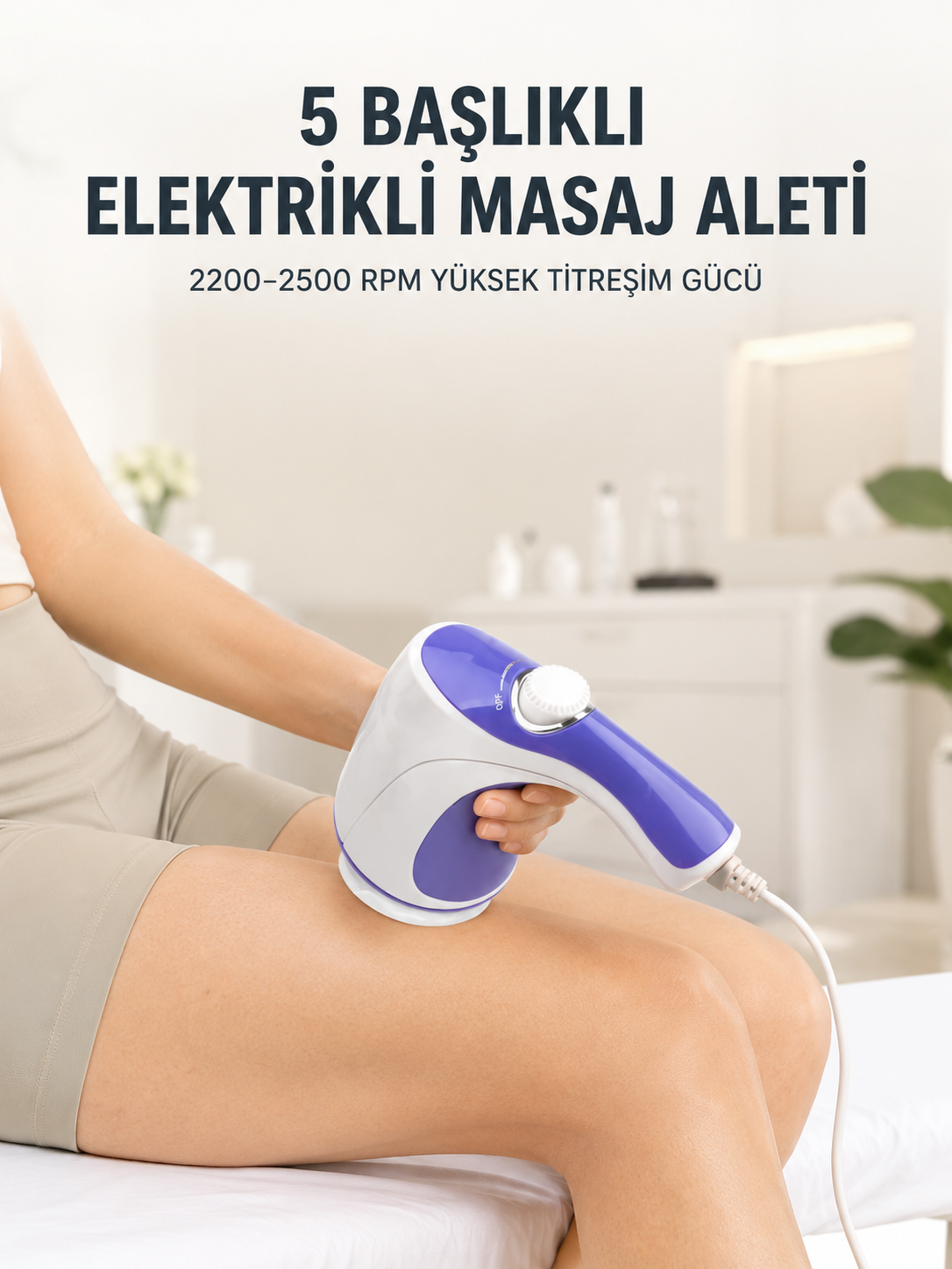 5 Başlıklı Elektrikli Masaj Aleti 2200-2500 RPM Yüksek Titreşimli Vücut Bakım ve Rahatlama Cihazı
