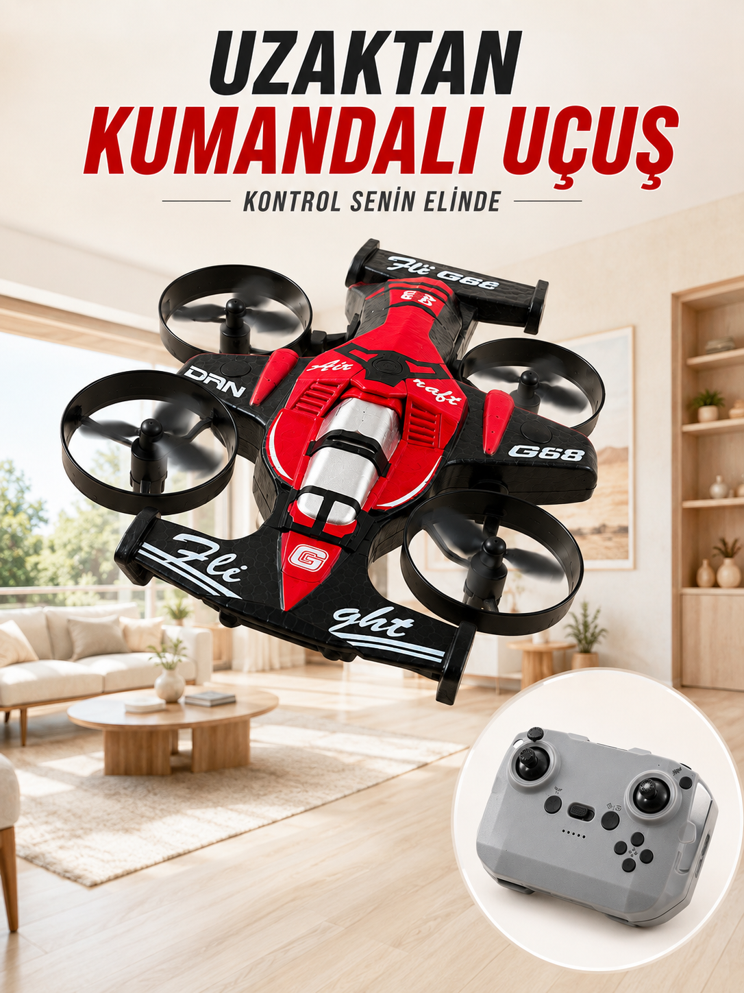 4 Pervaneli RC Drone Uzaktan Kumandalı 360 Derece Dönüşlü Akrobatik Uçan Oyuncak