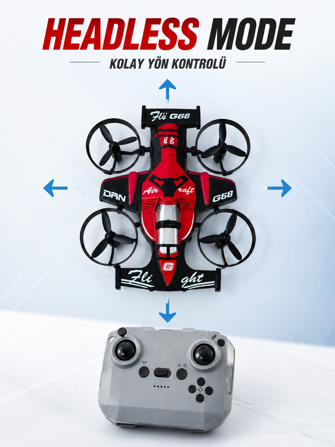 Uzaktan Kumandalı Araba Drone 3 Hız Kademeli 360° Dönüş ve Headless Mode Özellikli
