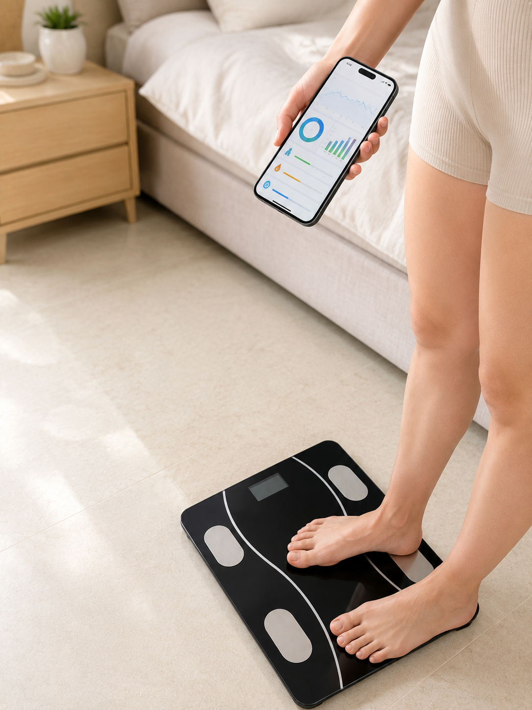 180 Kg Akıllı Cam Tartı Bluetooth Vücut Yağ Kas Su ve BMI Ölçüm Destekli Baskül