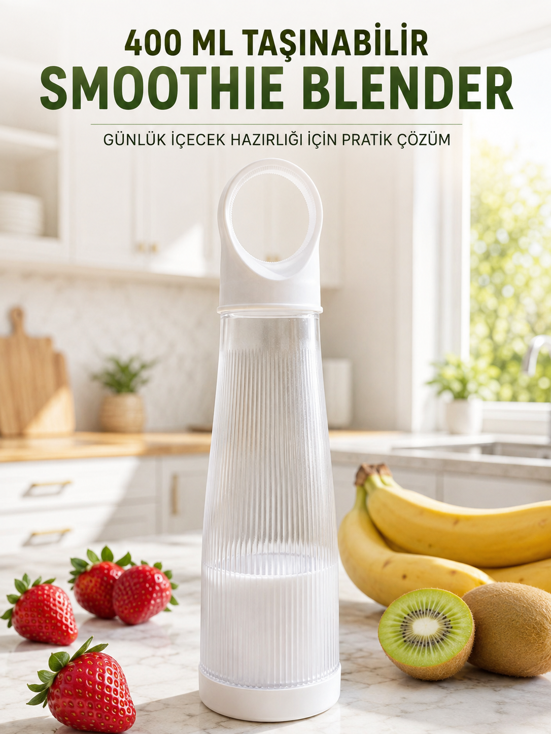 Kablosuz Taşınabilir Blender 400 ML Şarjlı Smoothie Shake ve Meyveli İçecek Hazırlama