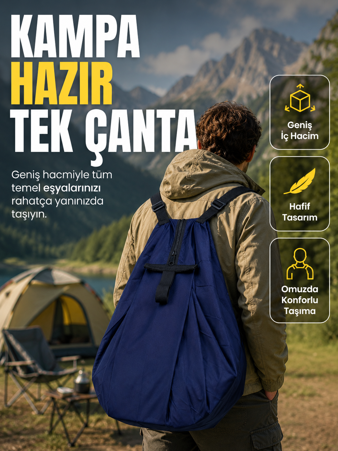 Okul İş Seyahat Kamp ve Günlük Kullanım İçin Çok Amaçlı Taşıma Çantası