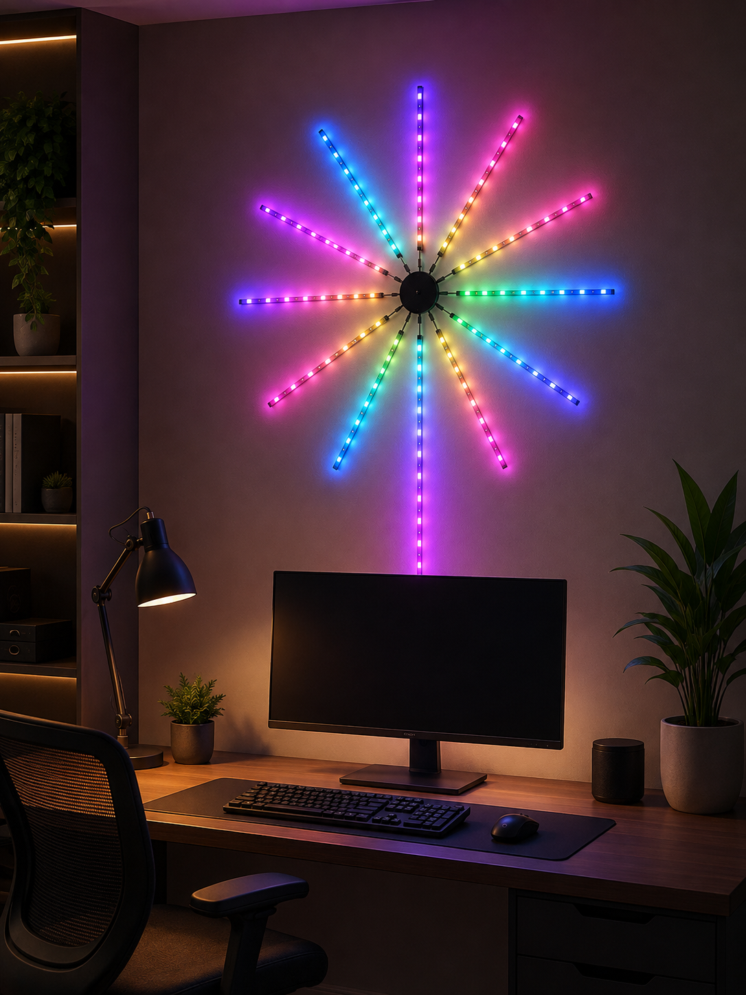 RGB LED Duvar Lambası Uzaktan Kumandalı Telefon Kontrollü Ortam Aydınlatması
