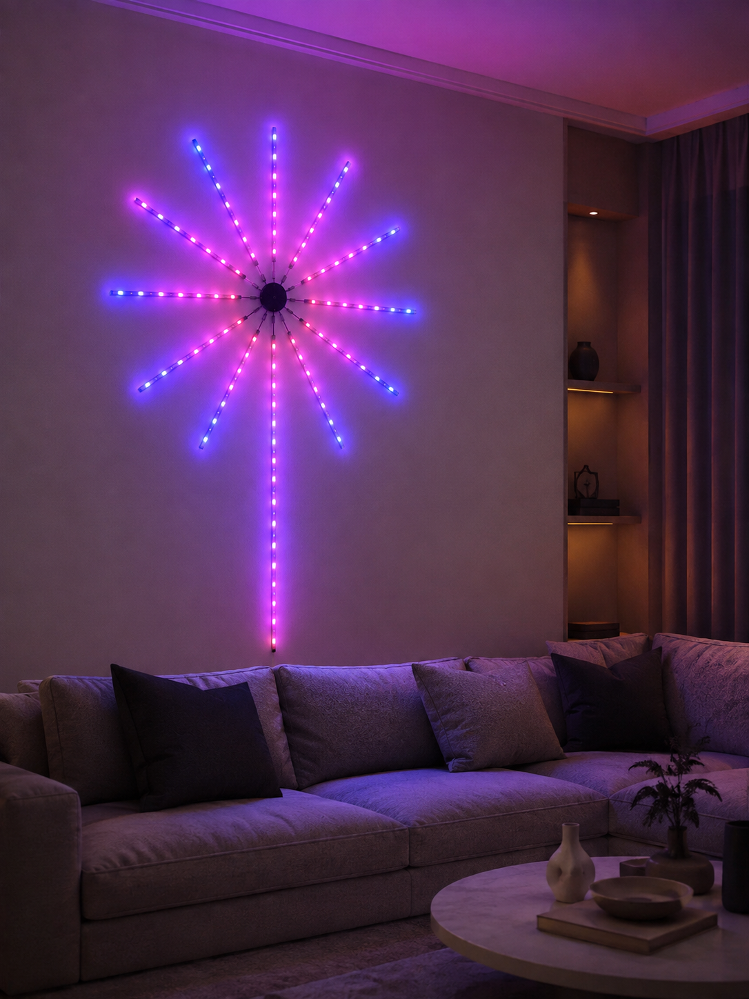 RGB LED Duvar Lambası Uzaktan Kumandalı Telefon Kontrollü Ortam Aydınlatması