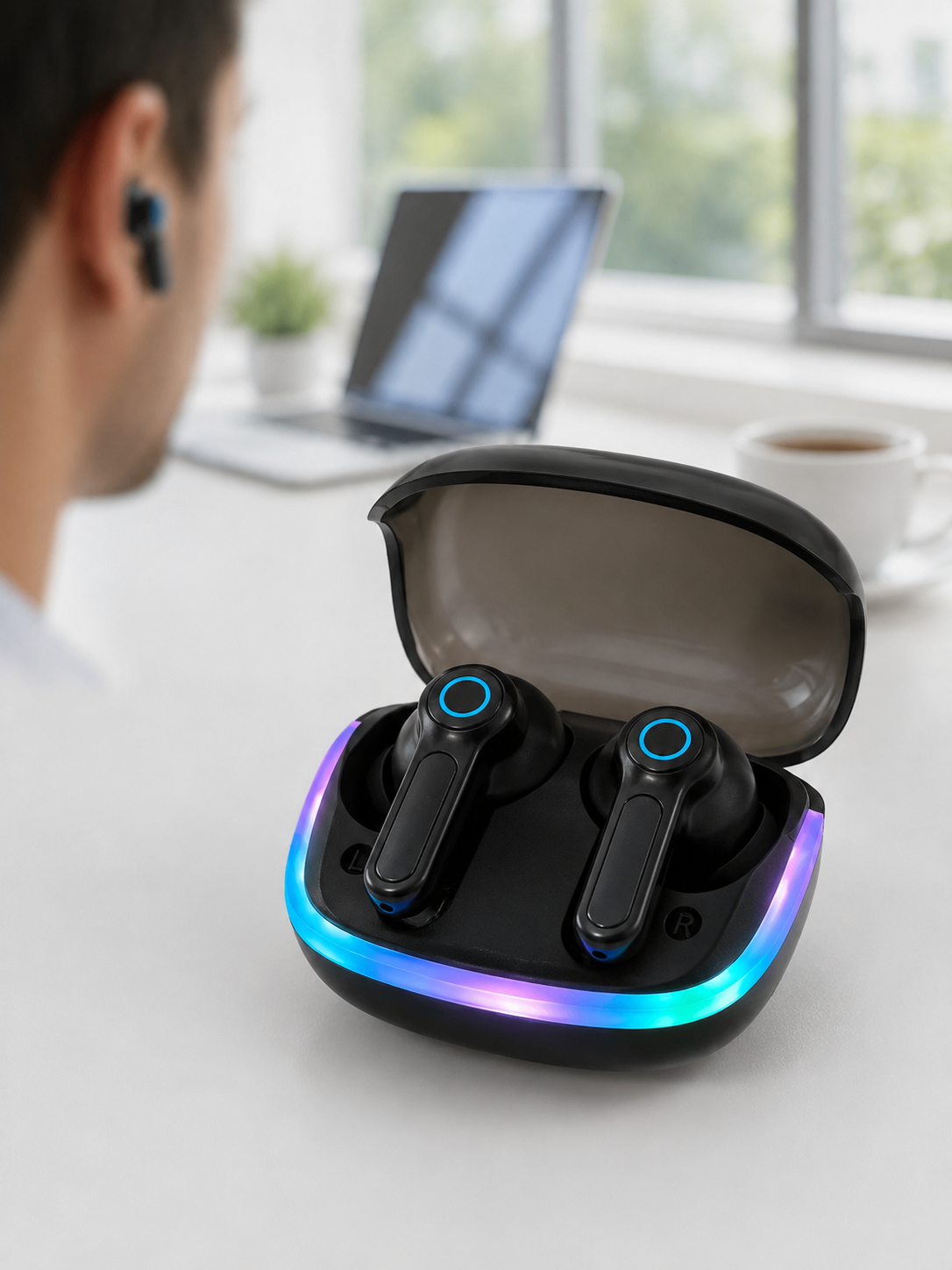 Bluetooth 5.4 TWS Kablosuz Kulaklık Quad ENC Mikrofonlu RGB Şarj Kutulu HD Ses
