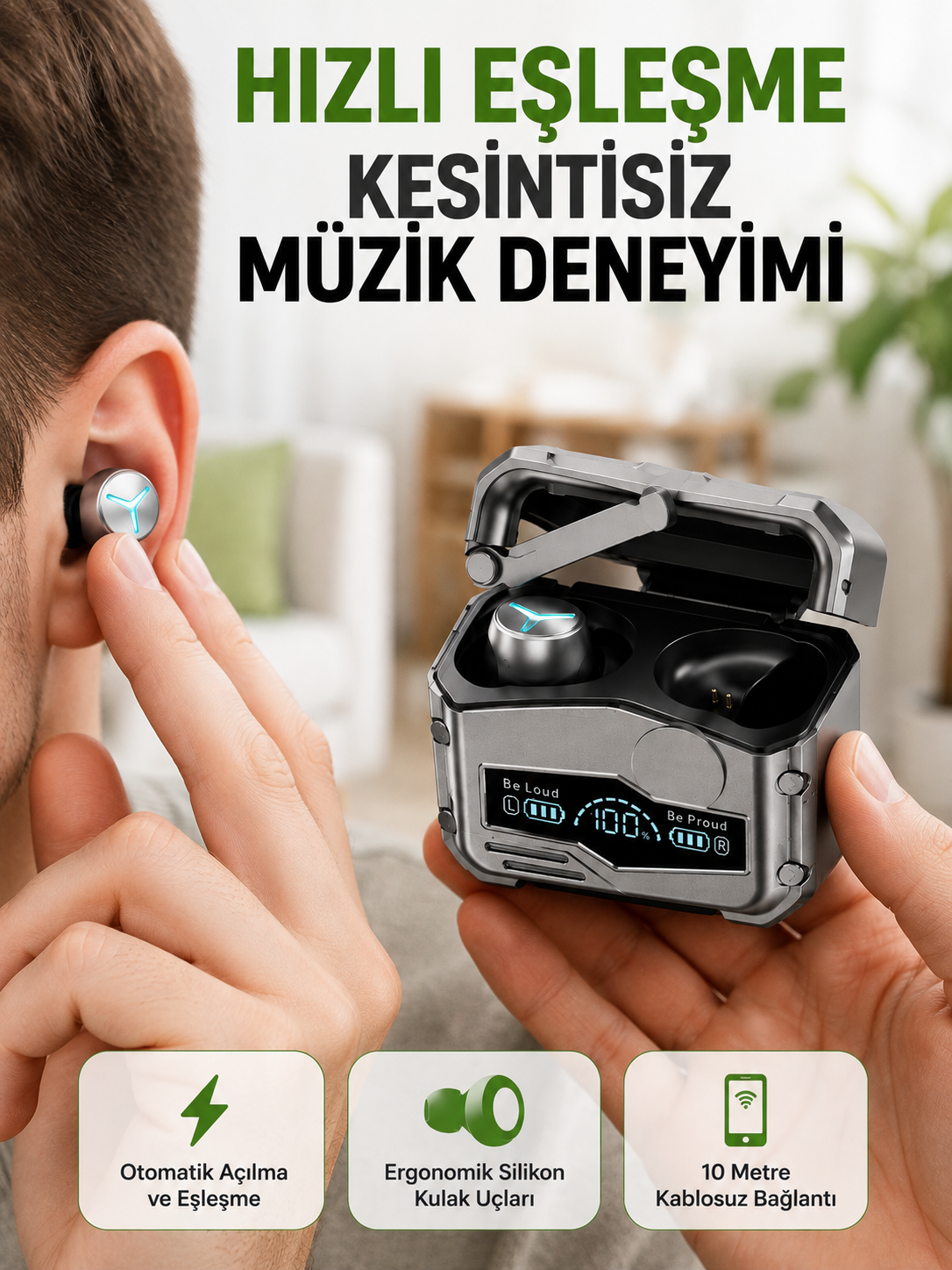 Hızlı Şarj Edilebilen Kablosuz Kulaklık – Uzun Süreli Kullanım için Tasarlandı