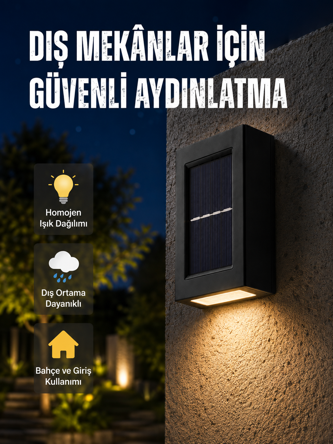 Bahçe ve Balkon İçin Güneş Enerjili Lamba Yeni Nesil