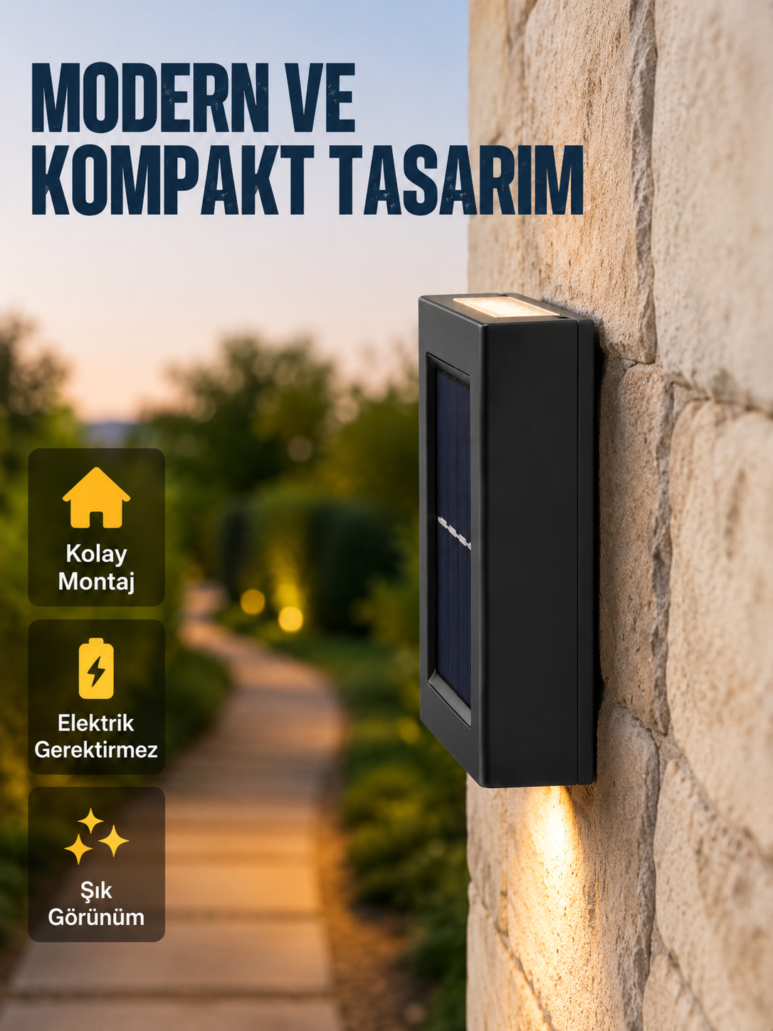 Suya Dayanıklı Güneş Enerjili Bahçe Lambası Yeni Nesil