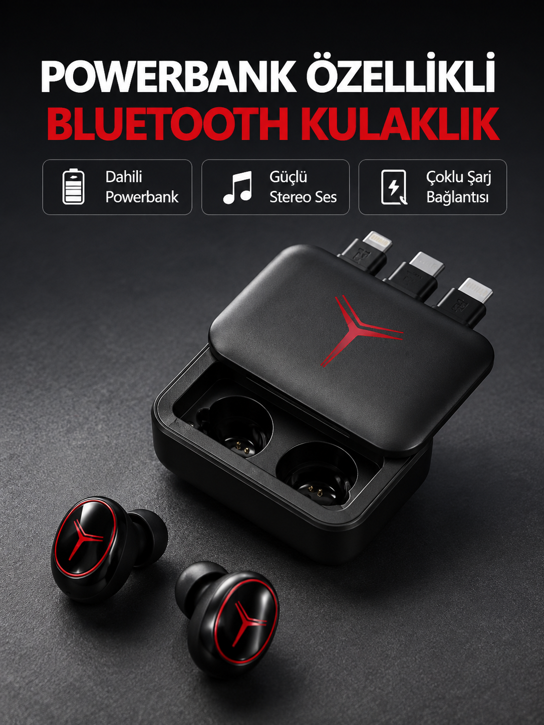 Powerbank Özellikli Bluetooth Kablosuz Kulaklık – Dokunmatik Kontrol, Uzun Pil Ömrü, Ergonomik Tasarım